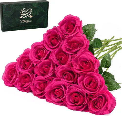Miniatura 17 de Waipfaru 20 rosas blancas falsas de aliento de bebé, flores artificiales a granel, rosa blanca de seda con tallos largos para ramo de boda, jarrón