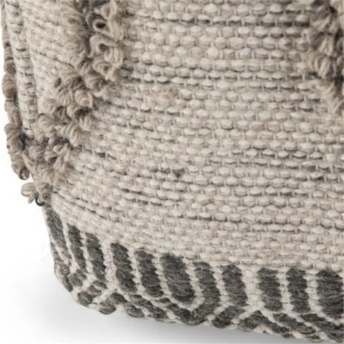 Miniatura 6 de SIMPLIHOME Sweeney Puf cuadrado – 18 pulgadas de ancho tapizado de lana y algodón tejido a mano otomano en gris y natural, reposapiés