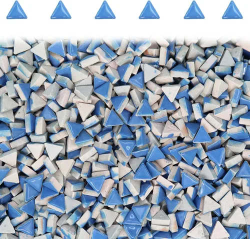 Miniatura 28 de Azulejos de mosaico azul claro, forma de gotas de lluvia, mosaico para manualidades a granel, 50 piezas de forma de lágrima, mosaico, azulejos