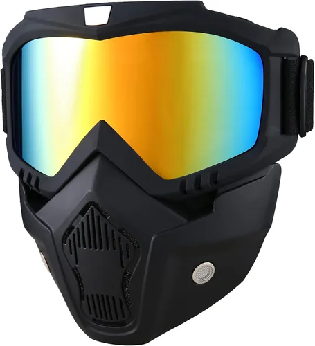 Miniatura 4 de Máscara de Paintball Anti-Vaho, Gafas para Casco de Motocicleta con Máscara Facial Extraíble, Gafas de Motocross Ajustables Lente dorada