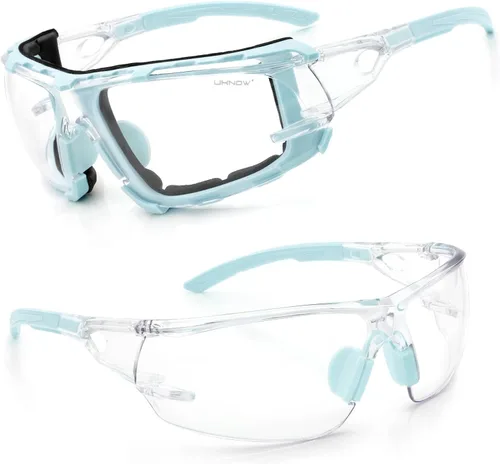 Miniatura 9 de UKNOW Gafas de seguridad – Lentes envolventes antivaho – Junta de espuma extraíble – Anteojos protectores ANSI Z87.1 – Resistente a los impactos