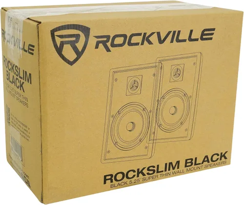 Miniatura 9 de Rockville RockSlim Par de altavoces negros de cine en casa de 5.25 pulgadas y 240 W, 8 ohmios, diseño delgado para montaje en pared, audio claro