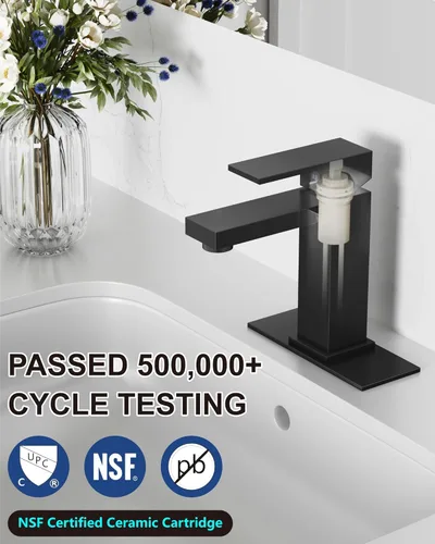 Miniatura 6 de Grifos de Baño Midanya 1 Agujero, Grifo de Fregadero de Acero Inoxidable de Una Manija, Grifos de Tocador Modernos con Placa de Cubierta, Mangueras
