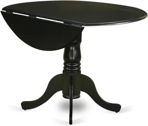 Miniatura 6 de East West Furniture DLFR5-BLK-02 - Juego de mesa de comedor moderno de 5 piezas, incluye una mesa redonda de madera con gotas y 4 sillas tapizadas