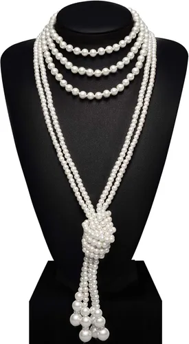 Miniatura 2 de BABEYOND - Collar de perlas sintéticas estilo art deco de la década de 1920, collar de perlas largas para fiesta de disfraces de estilo Gatsby
