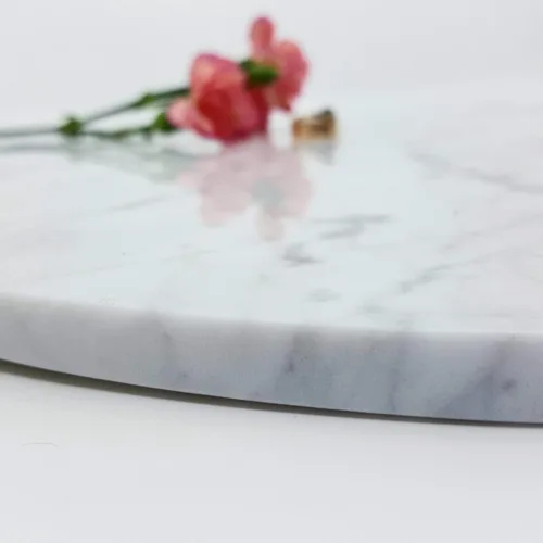 Miniatura 8 de Soporte para tartas de mármol Carrara, base de postre para pastelería, bandeja para servir pastelería, centro de mesa, redondo, 16 pulgadas