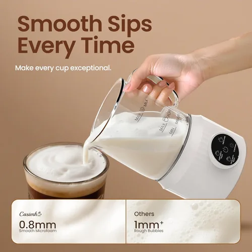 Miniatura 3 de Espumador de leche eléctrico 4 en 1 y vaporizador para leche entera, pantalla táctil LED, máquina de espuma fría y cálida, revestimiento