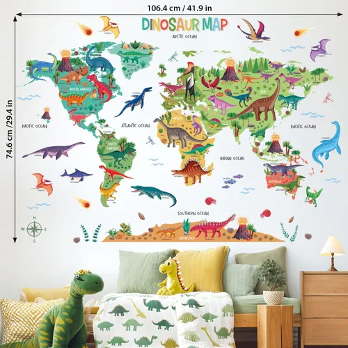 Miniatura 6 de DECOWALL SG2-2312 Dinosaurio World Wall Pegatinas Habitación Niños Guardería Dormitorio Decoración Niños Bebé Dino Sala de Juegos Viaje Guardería