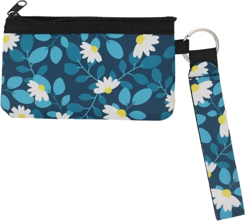 Miniatura 7 de CalorMixs Estuche de identificación para mujer, con cremallera, tarjetero, bolsillo, llavero, monedero, estampado de vaca, girasoles, Flor