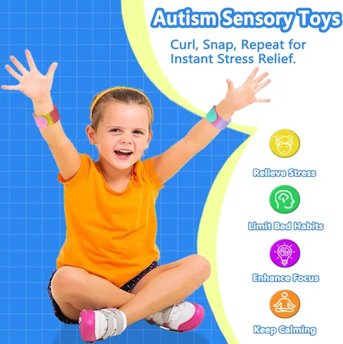 Miniatura 3 de Pulseras de silicona texturizada, juguetes sensoriales para niños y adultos, herramientas calmantes para autismo, TDAH, ansiedad y estrés, juguetes