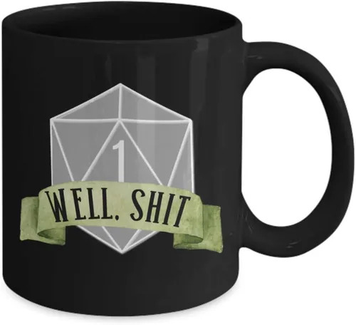 Miniatura 2 de Dungeons and Dragons Well Shit - Taza para novio, regalo de cumpleaños, regalo geek para hombres, Dungeon Master, taza de té negra DnD DM, regalo