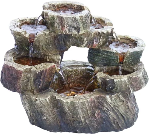 Miniatura 12 de Alpine Corporation fuente de mesa interior de 14 pulgadas de alto con dos jarrones en una rama de árbol con luces LED