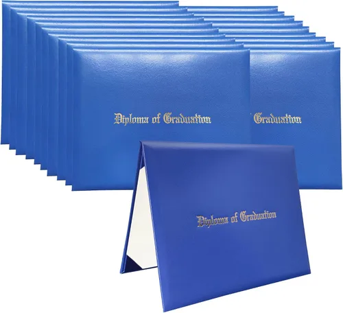 Miniatura 28 de Funda para diploma 8.5”x11” impresa “Diploma de Graduación” en cuero sintético acolchada y rica en color de TngHui, negra