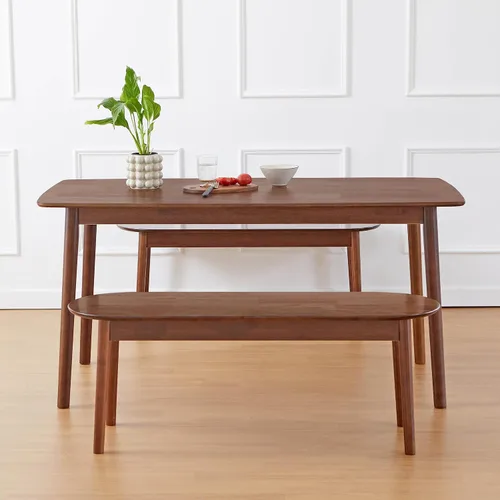 Miniatura 6 de Livinia Aslan Mesa de comedor rectangular de madera de roble malayo de 59 pulgadas, escritorio grande de cocina de madera maciza (nogal)