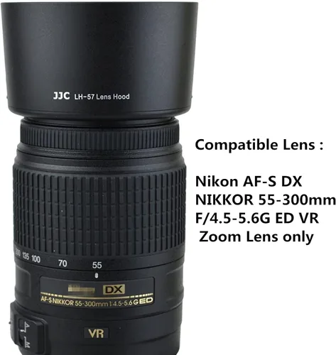 Miniatura 2 de Parasol reversible para lente de cámara HB-57 de repuesto para Nikon DX 2.165-11.811 in F4.5-5.6G ED VR zoom lente en D500 D7500 D7200 D7100 D7000
