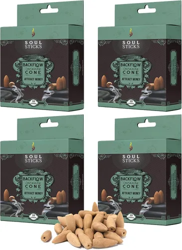 Miniatura 9 de Soul Sticks Conos de incienso de reflujo – 40 conos orgánicos hechos a mano para quemador de cascada Paquete de 4 aromas aromáticos de larga Go