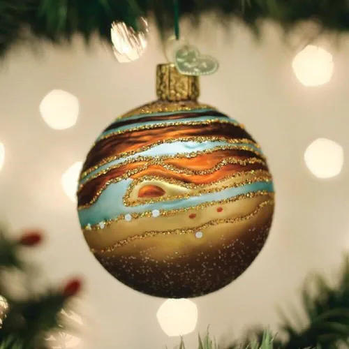 Miniatura 5 de Old World Christmas - Adorno de árbol de Navidad de Júpiter de vidrio soplado, decoración de vacaciones hecha a mano, colección del espacio exterior