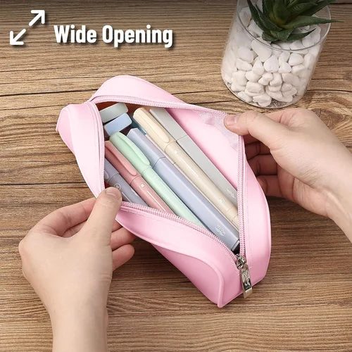 Miniatura 5 de Mr. Pen - Estuche de silicona para lápices, estuche rosa claro, estuche pequeño, estuche para lápices estético