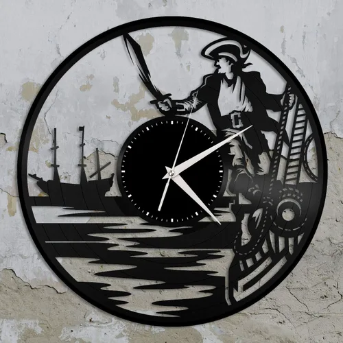 Reloj de pared de vinilo piratas, regalo único para habitación de amigos, decoración del hogar, diseño vintage, oficina, bar, habitación, decoración