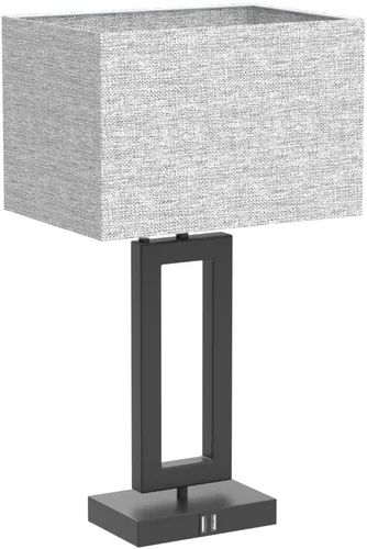 Miniatura 4 de Juego de 2 lámparas modernas para mesita de noche, con control táctil, USB C y A, regulables de 3 vías para dormitorios y sala de estar, gris y negro