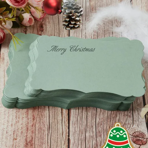 Miniatura 7 de Paquete de 50 Tarjetas en Blanco Verde Salvia, Cartulina de Papel Kraft Grueso Marrón, Tarjetas de Felicitación para DIY, Tarjetas de Regalo, Menús