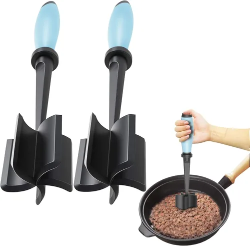 Paquete de 2 picadores de carne, resistente al calor para carne de hamburguesa, triturador de carne molida, utensilio de nailon para picar Paquete