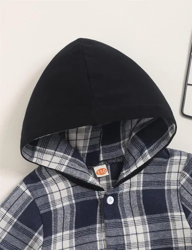Miniatura 4 de Fuermos Ropa de franela con botones y botones para bebés y niños pequeños