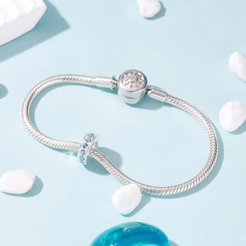 Miniatura 33 de 925 plata esterlina espaciador encanto grano con CZ transparente para pulseras Pandora Charms