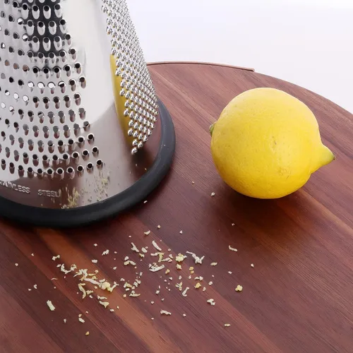 Miniatura 9 de Rallador de queso cono con mango – Acero inoxidable triple función mango de madera parmesano afeitadora de goma antideslizante de mano multifunción