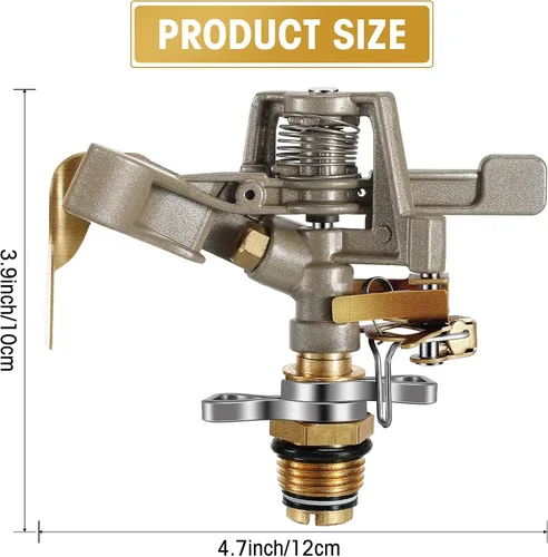 Miniatura 2 de Cabezal de aspersor de impacto de latón, rociador pulsante para jardín, ajustable, 360 grados, cabezal de rociador resistente con boquillas