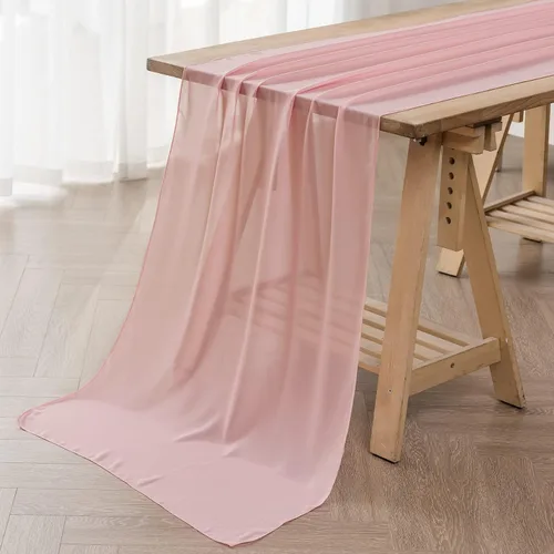 Miniatura 12 de Paquete de 6 caminos de mesa de gasa de 9 pies de 14 x 108 pulgadas, camino de mesa romántico transparente para boda, fiesta de cumpleaños