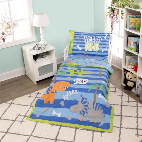 Miniatura 21 de EVERYDAY KIDS Juego de ropa de cama de 4 piezas para niños pequeños – Aventuras del espacio exterior – Incluye edredón, sábana encimera, sábana