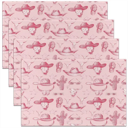 Miniatura 30 de jejeloiu Juego de 4 manteles individuales decorativos de hongos de 18 x 12 pulgadas, manteles individuales de mesa con diseño de hongos de dibujos