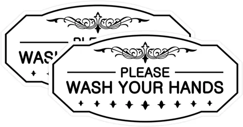 Miniatura 34 de Signs ByLITA Letrero de Victorian Please Wash Your Hands (plata cepillada) - Grande Brushed Silver