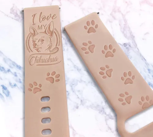 Miniatura 2 de Correa de reloj personalizada de raza de perro de 0.787 in compatible con Samsung Watch Galaxy Active / Active2 / Gear S4 /S2 silicona grabada