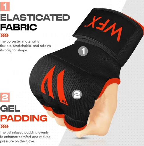 Miniatura 3 de WFX - Guantes de mano para niños y jóvenes de boxeo, interiores, con acolchado de gel, elásticos, para debajo de los guantes, puños para deportes