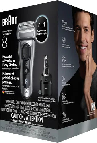 Miniatura 10 de Braun Series 8 8567cc Maquinilla de afeitar eléctrica para hombre, 4+1 elementos de afeitado y recortador de precisión para cabello largo, centro