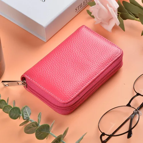 Miniatura 2 de Easyoulife billetera para tarjetas de crédito de cuero auténtico con espacio para 26 tarjetas