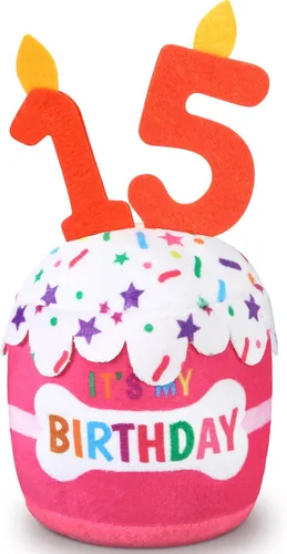 Miniatura 46 de Dansydaisy Accesorios de juguete de pastel de cumpleaños para perros, regalos para niñas y niños, juguete de peluche chirriante para decoración
