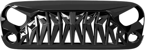 Miniatura 2 de JK Parrilla frontal de tiburón negro brillante compatible con Jeep Wrangler Rubicon Sahara Sport 2007-2018, ABS
