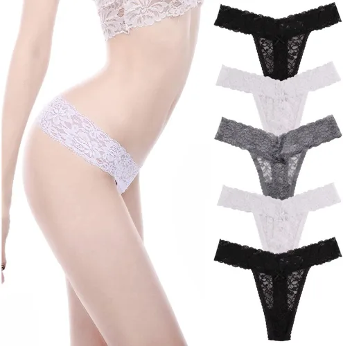 Miniatura 2 de Tangas de encaje sexy para mujer, ropa interior atrevida, paquete de 5