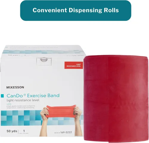Miniatura 5 de McKesson Can Do - Banda de resistencia para ejercicio, bandas de entrenamiento para terapia física, color rojo, resistencia a la luz, 5 pulgadas x
