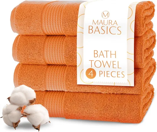 Miniatura 54 de MAURA Basics - Toallas de baño de 100 % algodón turco con bucles de gancho. Juego de toallas de felpa absorbentes de lujo extra grandes para baño