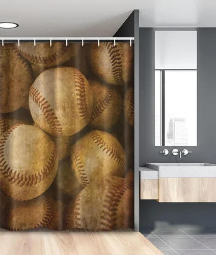 Miniatura 53 de set de cortina para baño decorativa de tela de poliéster con ganchos