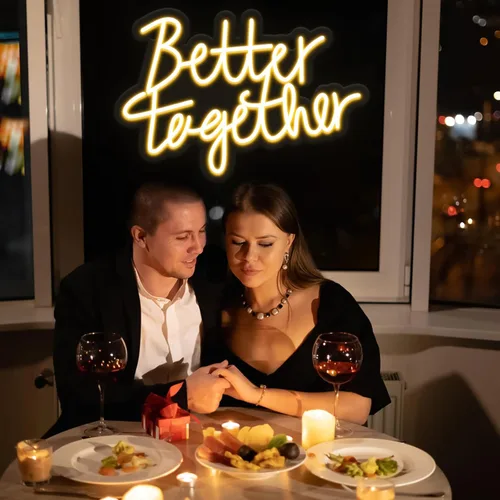 Miniatura 5 de Letrero de neón con texto en inglés "Better Togethers", decoración de pared para boda, dormitorio, Navidad, día de San Valentín, regalo
