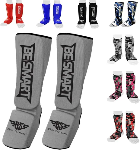 Miniatura 14 de Be Smart Espinilleras de Muay Thai MMA Kickboxing para Niños, Adultos, Jóvenes, Hombres y Mujeres, Protector de Empeine para Entrenamiento, Equipo