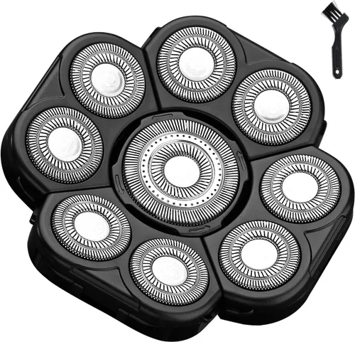 Miniatura 15 de Cabezal de repuesto para afeitadora de cabeza de 7 cuchillas, cabeza de cuchilla de repuesto universal para hombres (7D plateado)
