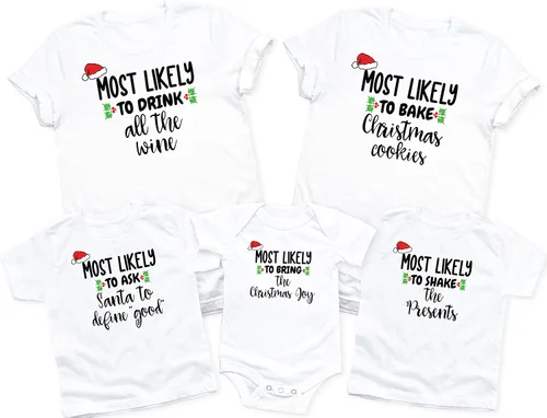 Miniatura 2 de Camisetas navideñas a juego para la familia, divertidas camisetas de Navidad, camisetas de Navidad a juego, color negro