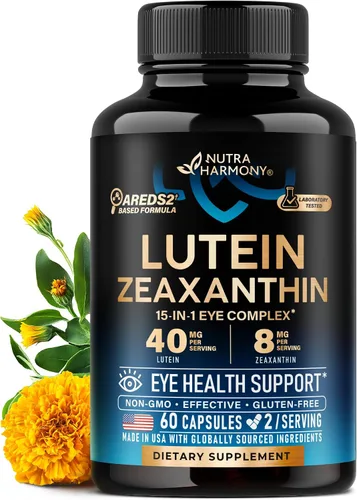 Vitaminas oculares – Suplementos de luteína y zeaxantina – Suplemento a base de AREDS2 para personas mayores y adultos – Salud ocular y apoyo visual