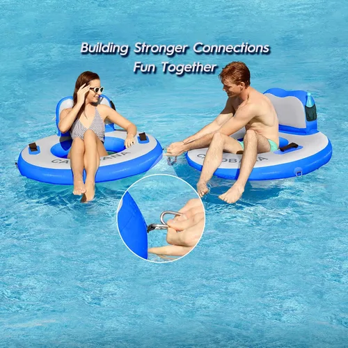 Miniatura 5 de CALOBANA Anillo Flotante Redondo Inflable Hamaca de Agua Flotadores de Río de Alta Resistencia Flotadores de Lago para Adultos Plataforma de Isla